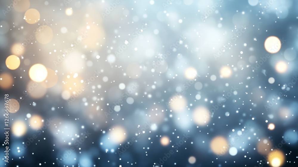 Poster soft bokeh lights and snowfall creating a dreamy winter scene