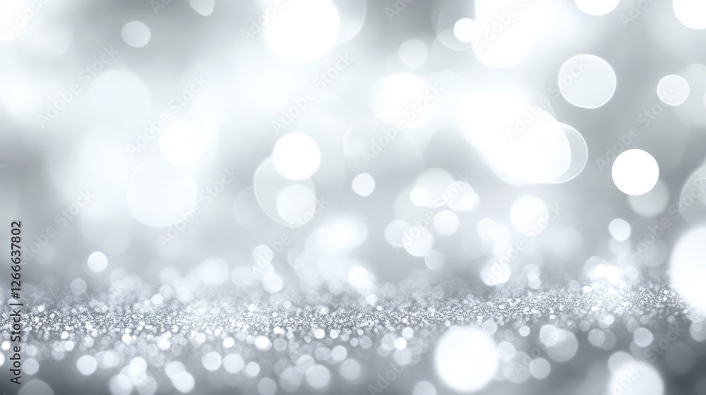 Poster shimmering silver background with bokeh effect for festive themes