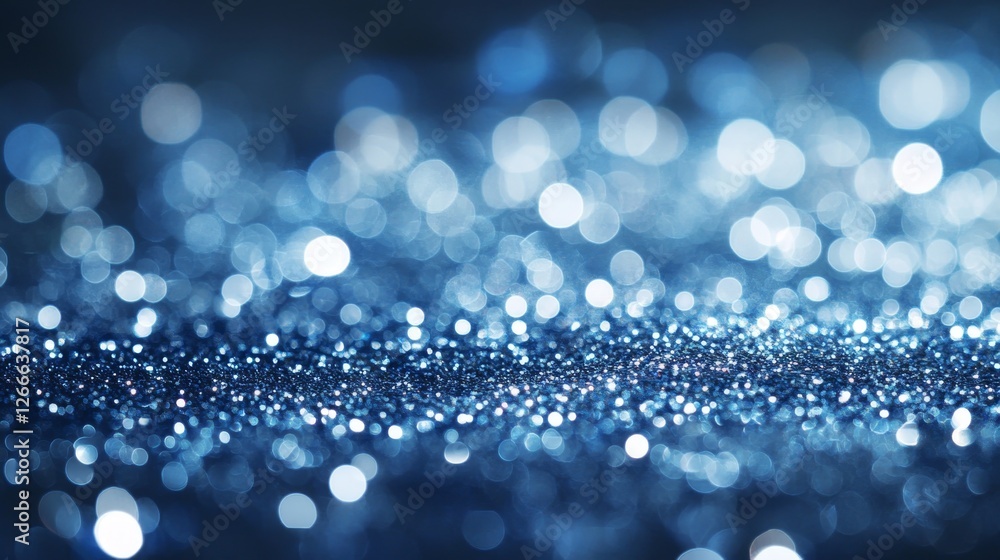 Poster shimmering blue bokeh texture with sparkling light reflections