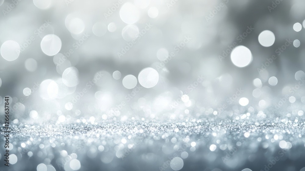 Poster shimmering silver background with bokeh effect and glimmering textures