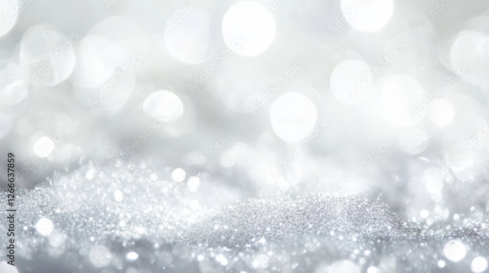 Poster soft sparkling snow with gentle bokeh effect in winter landscape