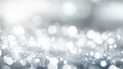 Shimmering Silver Bokeh Sparkles on Soft Textured Background