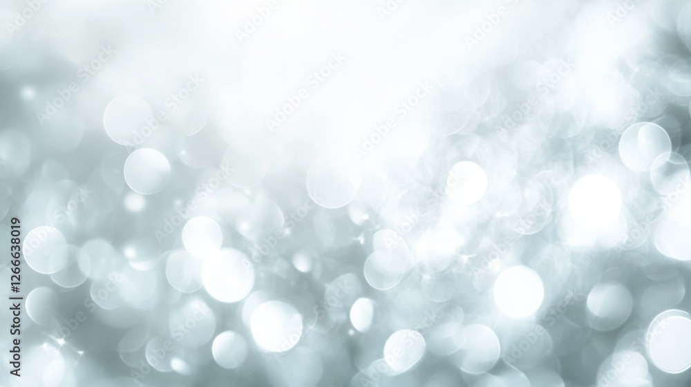 Poster soft silver bokeh background with light flecks and gentle glow