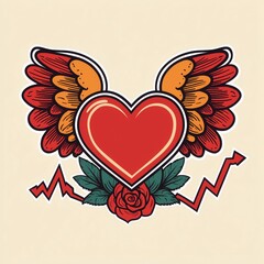 Flat Scales Balancing dollar heart wing Sign Isolated on White Background Business Compassion Profit Illustration,Valentine