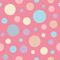 Seamless Pastel Polka Dot Pattern on Pink
