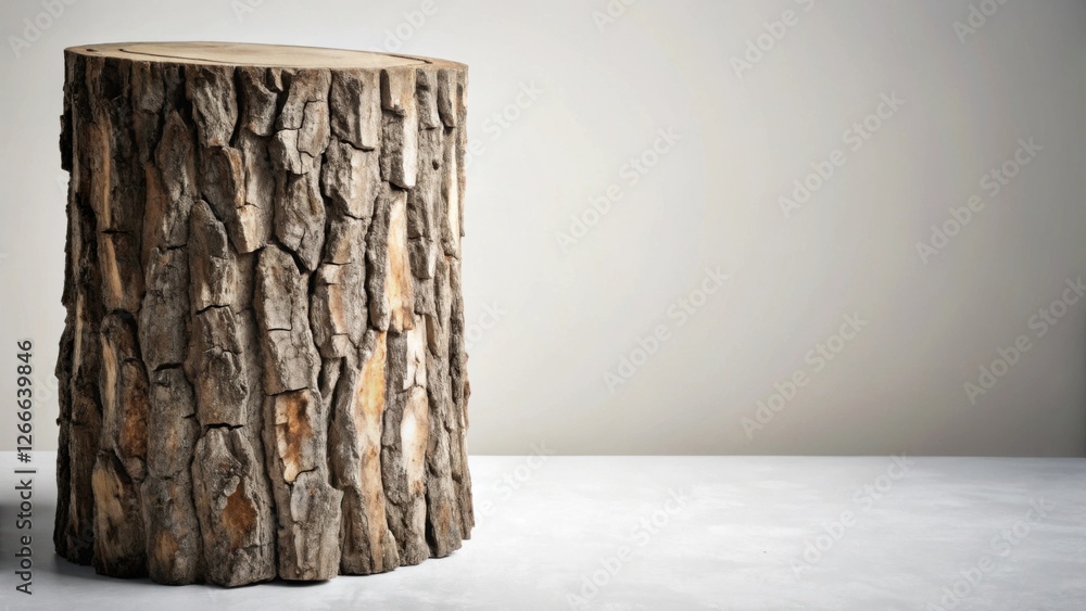 Leinwandbilder rustic tree trunk slice on neutral background a natural element for product display or interior desi