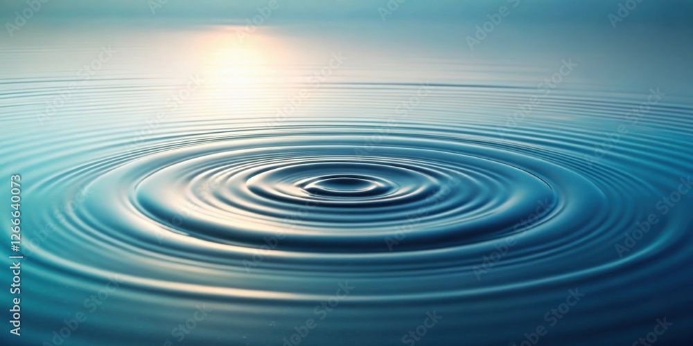 Poster serene aqua ripples a study in circular water patterns formed by a single drop on a calm surface und