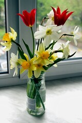 Flowers, bouquet, window, beauty, comfort