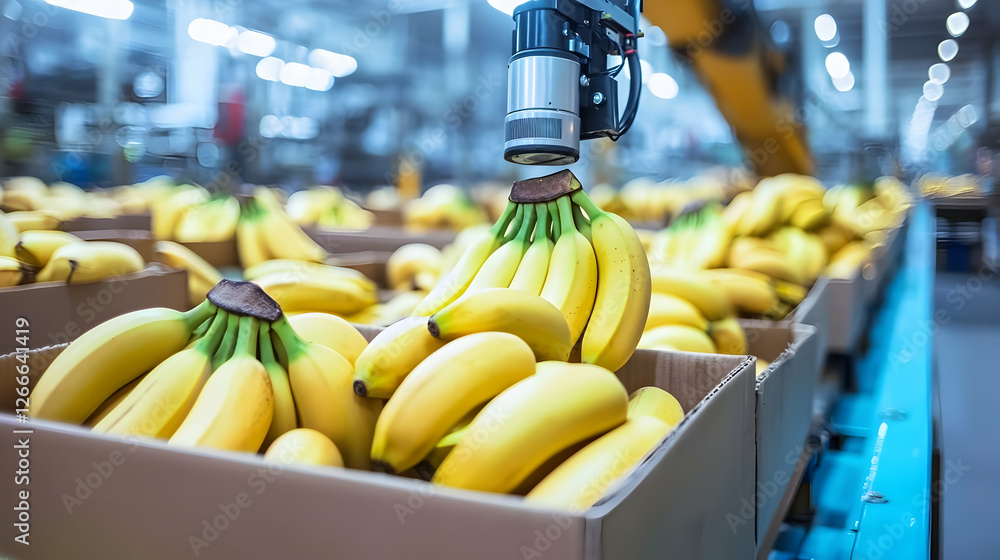Aufkleber robotic arm sorting bananas in factory
