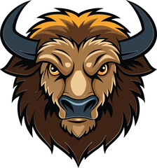 American Bison Head Logo Vector, Experience the mesmerizing world of animal design sticker logo minimalist simple illustration clipart icon vector.