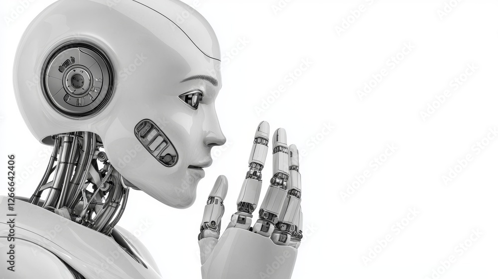 Aufkleber robot hand reaching towards camera, a glimpse into the future of technology and artificial intellige