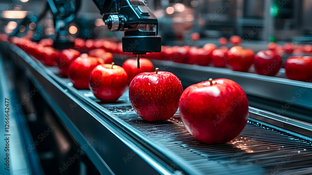 Poster automated apple sorting on conveyor belt