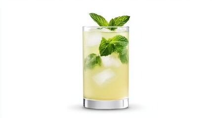 Icecold lemonade with fresh mint, a refreshing summer beverage 