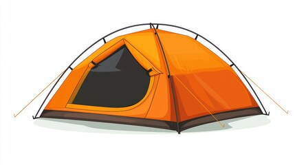 Orange Dome Tent: Camping Gear Illustration