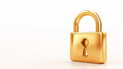Fototapeta premium Golden padlock on white, symbolizing security, protection and privacy in a digital world