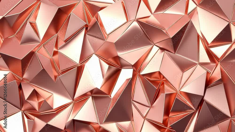 Poster reflective geometric patterns create stunning visual depth in warm metallic tones at contemporary de