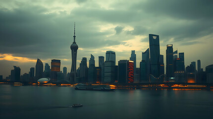 Obraz premium shanghai skyline at night