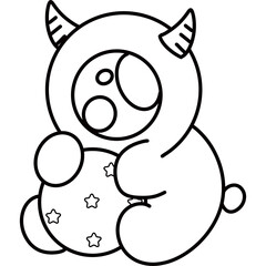 Colors and outlines Alien and  monster on the space 