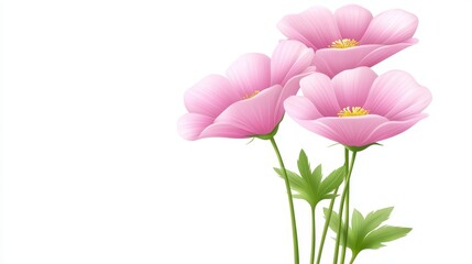 Fototapeta premium Beautiful pink flowers on white background, perfect for floral designs and springtime projects