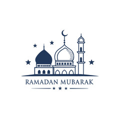 ramadan mubarak silhouette logo vector line art logo design