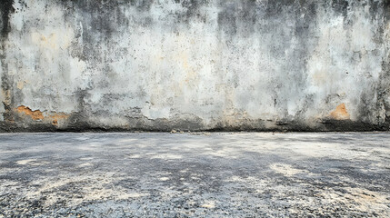 Aged gray concrete wall and floor. Background backdrop for presentation
