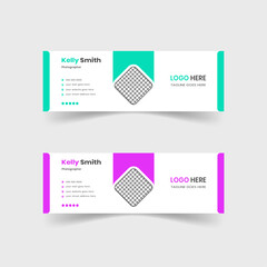 Corporate email signature template with two different color in horizontal design.