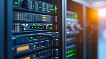 Powerful server room, network technology, cloud computing and data center infrastructure for connectivity