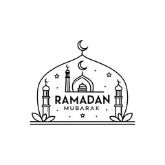 ramadan mubarak silhouette logo vector line art logo design