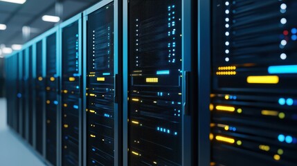 Powerful servers in data center, ensuring connectivity and processing for seamless digital experience
