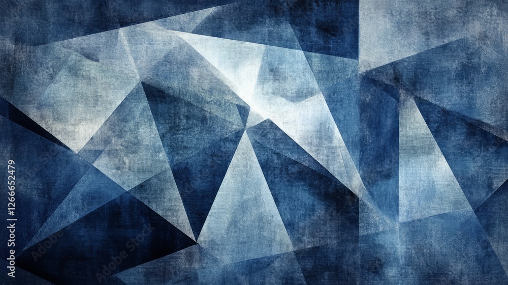 Poster modern abstract blue background with layered white transparent textured elements featuring overlappi