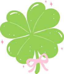 Coquette four Leaf Clover with pink bow