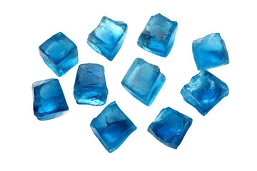 Blue ice cubes isolated on a transparent background