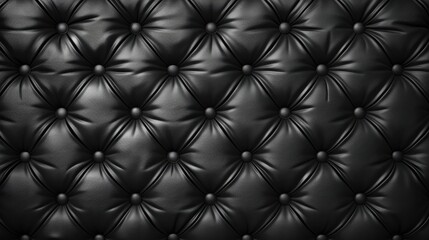 Fototapeta premium Black Leather Upholstery Texture with Diamond Tufting