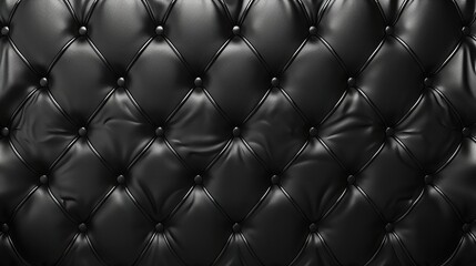 Naklejka premium Black Leather Upholstery Texture with Diamond Tufting Pattern