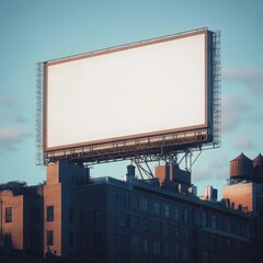 Obraz premium Blank Billboard on City Building at Sunset