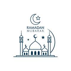 ramadan mubarak silhouette logo vector line art logo design