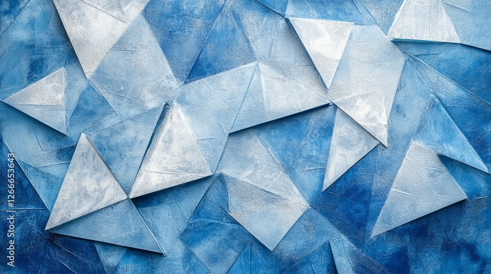 Poster modern abstract blue background with layered white transparent textured elements featuring overlappi