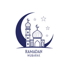 ramadan mubarak silhouette logo vector line art logo design