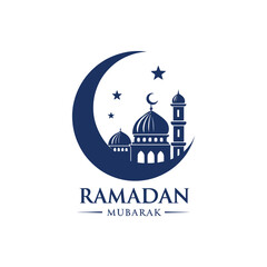 ramadan mubarak silhouette logo vector line art logo design