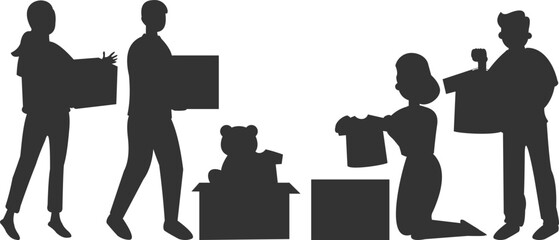 People volunteers and donations Silhouette