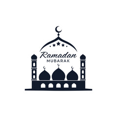 ramadan mubarak silhouette logo vector line art logo design