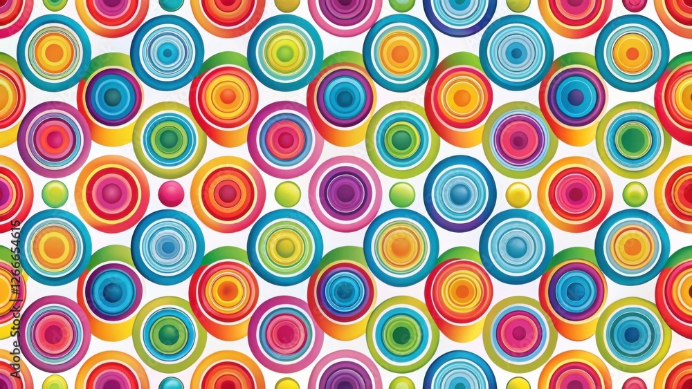 Fototapete Vibrant concentric circles pattern design featuring a joyful spectrum of colors, ideal for a variety of applications, from textiles to digital interfaces.