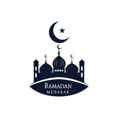 ramadan mubarak silhouette logo vector line art logo design