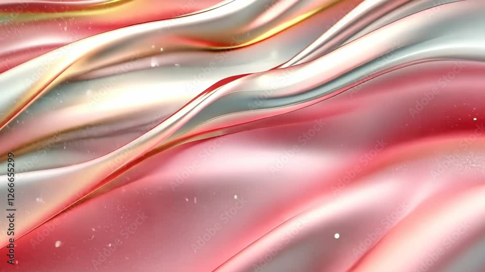 Poster captivating flow of shimmering waves in soft tones of rose and gold. generative ai