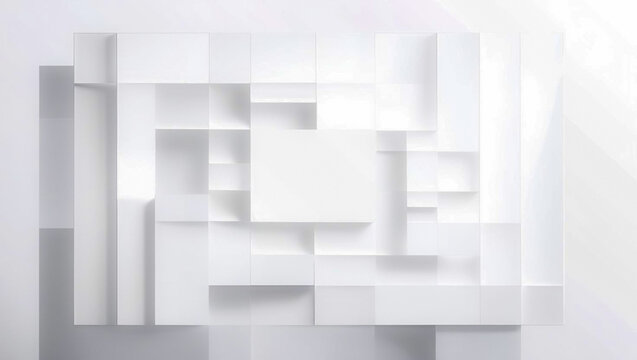 White 3D Geometric Square Background &ndash; Modern Technology Abstract Design. white technology background, geometric square background, 3d abstract white design