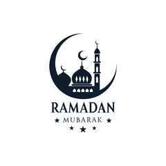 ramadan mubarak silhouette logo vector line art logo design