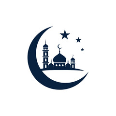 ramadan mubarak silhouette logo vector line art logo design