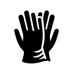 Protective Gloves Icon: A pair of black work gloves, depicted in a simple yet effective icon style, suitable for safety, industry, or DIY projects.