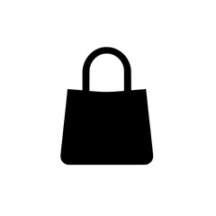Shopping Bag Icon: Simple and elegant black silhouette of a shopping bag, perfect for e-commerce, retail, and shopping applications.  A versatile icon for various designs.