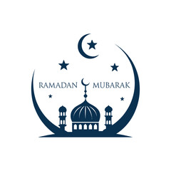 ramadan mubarak silhouette logo vector line art logo design